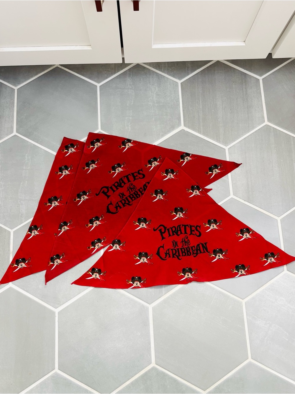 Lot of 3 Disney Cruise Line Pirate Night Captain Mickey Red Bandanas, NWOT